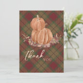 Rustikaler Herbstfall Pumpkin Kariert Dankeschön K Einladung (Stehend Vorderseite)