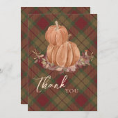 Rustikaler Herbstfall Pumpkin Kariert Dankeschön K Einladung (Vorne/Hinten)