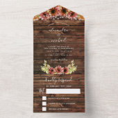 Rustikaler Herbstfall Sonnenblumen Hochzeit RSVP All In One Einladung (Innen Boden)