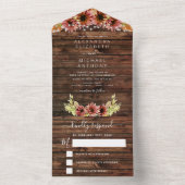 Rustikaler Herbstfall Sonnenblumen Hochzeit RSVP All In One Einladung (Innen Boden)