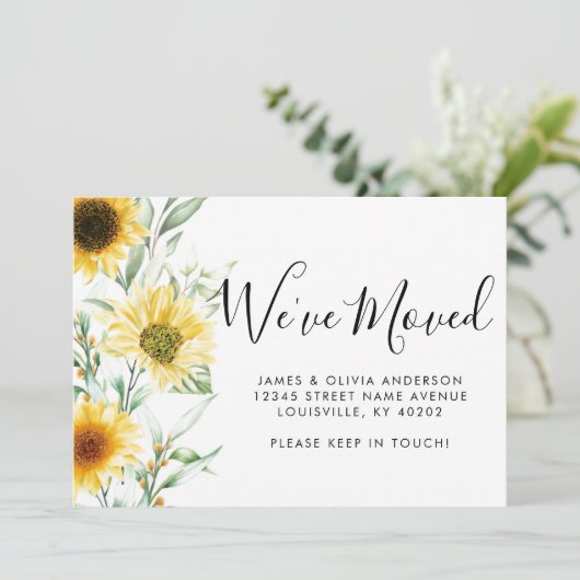 Rustikaler Herbstfall Sonnenblumen wir bewegten un Ankündigung (Stehend Vorderseite)