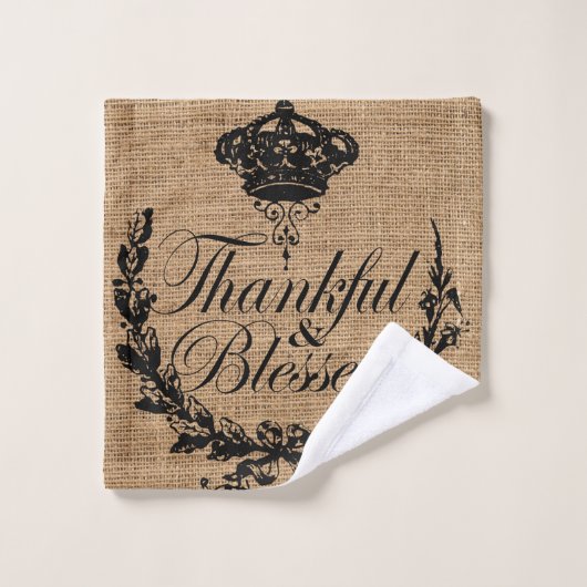 rustikaler Herbstherbst Erntedank dankbar gesegnet Badhandtuch Set (Waschlappen)