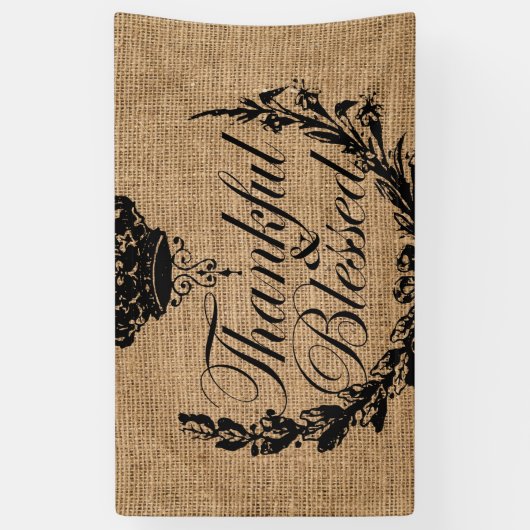 rustikaler Herbstherbst Erntedank dankbar gesegnet Banner (Vertikal)