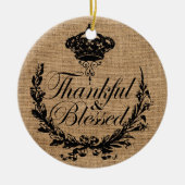 rustikaler Herbstherbst Erntedank dankbar gesegnet Keramik Ornament (Vorne)