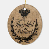 rustikaler Herbstherbst Erntedank dankbar gesegnet Keramik Ornament (Links)
