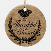 rustikaler Herbstherbst Erntedank dankbar gesegnet Keramik Ornament (Hinten)