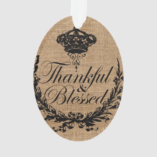 rustikaler Herbstherbst Erntedank dankbar gesegnet Ornament (Rückseite)