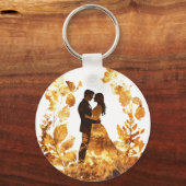 Rustikaler Herbsthochzeitungs-Schlüsselanhänger Schlüsselanhänger (Rückseite)