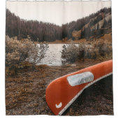 Rustikaler Herbstkanu // Dunkelgrau Duschvorhang (Vorderseite)