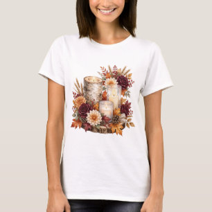 Rustikaler Herbstkerzen-Blumenstrauß T-Shirt