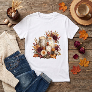 Rustikaler Herbstkerzen-Blumenstrauß T-Shirt