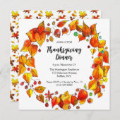 Rustikaler Herbstkranz Erntedank Abendessen Einladung (Vorne/Hinten)