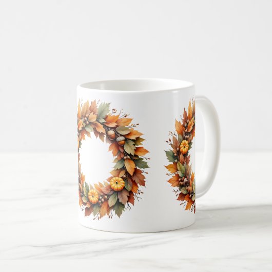 Rustikaler Herbstkranz Kaffeetasse (VorderseiteRechts)