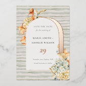 Rustikaler Herbstkürbis Arena Save the Date Folieneinladung (Vorderseite)