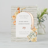 Rustikaler Herbstkürbis Arena Save the Date Folieneinladung (Stehend vorne)