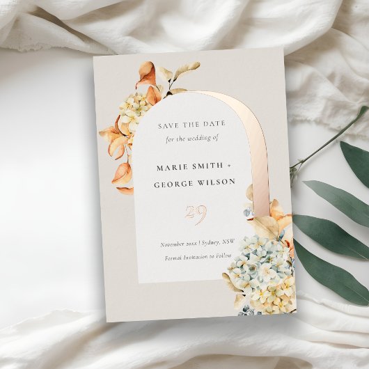 Rustikaler Herbstkürbis Arena Save the Date Folieneinladung