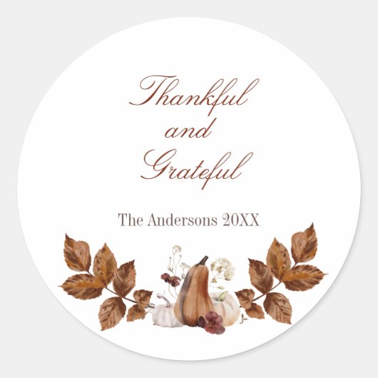 Rustikaler Herbstkürbis vielen Dank Runder Aufkleber (Vorderseite)