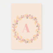 Rustikaler Herbstlaub Wreath | Monogramm Post-it Klebezettel (Vorderseite)
