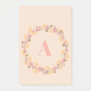 Rustikaler Herbstlaub Wreath   Monogramm Post-it Klebezettel