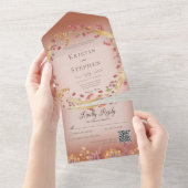 Rustikaler Herbstleaf & Berry Wreath Rust QR Code All In One Einladung (Abreißen)