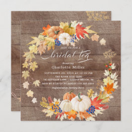 Rustikaler Herbstleaves Pumpkins Bridal Tee Einladung