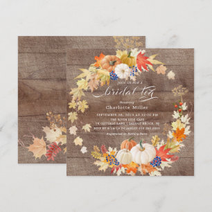 Rustikaler Herbstleaves Pumpkins Bridal Tee Einladung