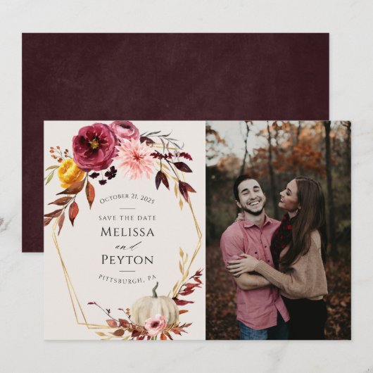 Rustikaler Herbstleaves Save the Date (Vorne/Hinten)