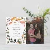 Rustikaler Herbstleaves Save the Date (Stehend Vorderseite)