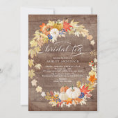 Rustikaler Herbstleaves Wreath Brautparty Tee Einladung (Vorderseite)