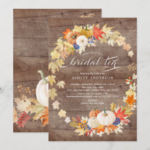 Rustikaler Herbstleaves Wreath Brautparty Tee Einladung