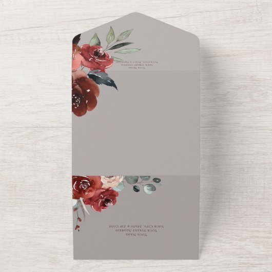 Rustikaler Herbstrost Blütengrau QR-Code All In One Einladung (Außenbereich)