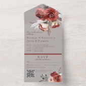 Rustikaler Herbstrost Blütengrau QR-Code All In One Einladung (Innen Boden)