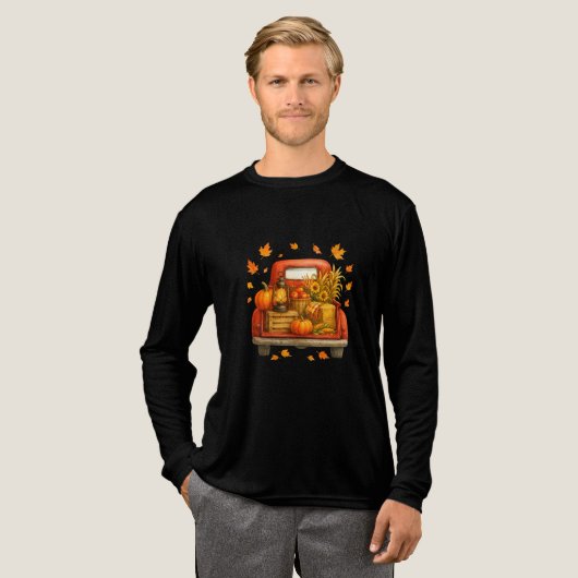 Rustikaler Herbstwagen mit Pumpkins, Äpfeln, Sonne Tri-Blend Shirt (Volle Vorderseite)