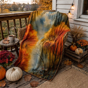 Rustikaler Herbstwald - Aquarell Herbst Sherpadecke