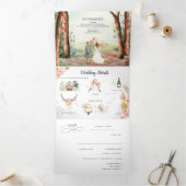Rustikaler Herbstwald | Boho Wedding Dreifach Gefaltete Einladung (Innenseite)