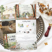 Rustikaler Herbstwald | Boho Wedding Dreifach Gefaltete Einladung