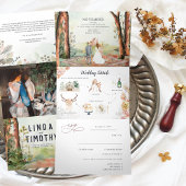 Rustikaler Herbstwald | Boho Wedding Dreifach Gefaltete Einladung