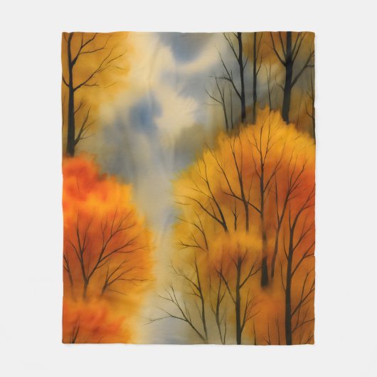 Rustikaler Herbstwald - Herbst Farbe Fleecedecke (Vorderseite)