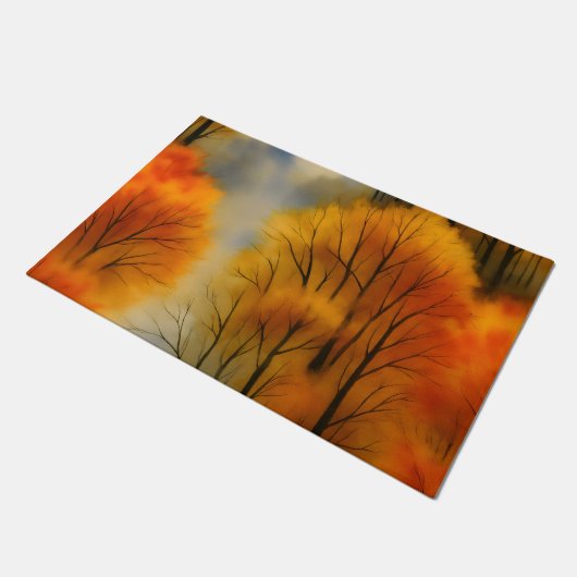 Rustikaler Herbstwald - Herbst Farbe Fußmatte (Schrägansicht)