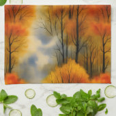 Rustikaler Herbstwald - Herbst Farbe Geschirrtuch (Gefaltet)