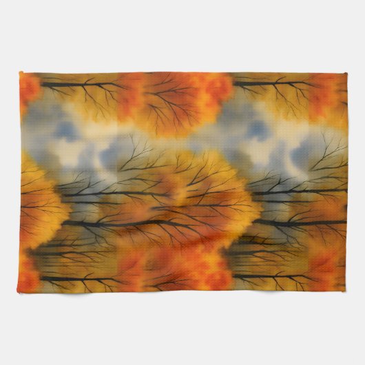 Rustikaler Herbstwald - Herbst Farbe Geschirrtuch (Horizontal)
