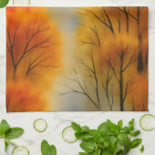 Rustikaler Herbstwald - Herbst Farbe Geschirrtuch (Gefaltet)