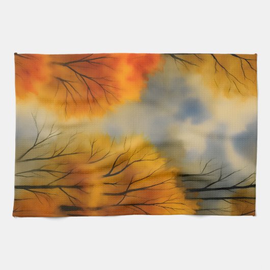 Rustikaler Herbstwald - Herbst Farbe Geschirrtuch (Horizontal)