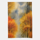 Rustikaler Herbstwald - Herbst Farbe Geschirrtuch (Vertikal)