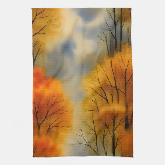 Rustikaler Herbstwald - Herbst Farbe Geschirrtuch (Vertikal)