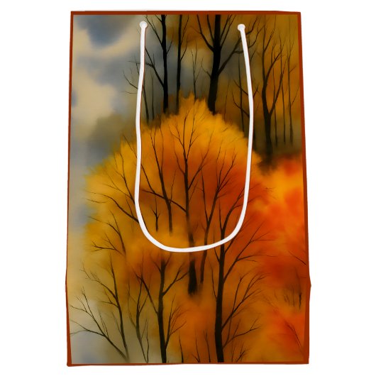 Rustikaler Herbstwald - Herbst Farbe Mittlere Geschenktüte (Rückseite)