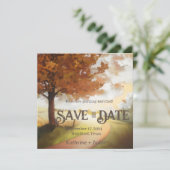 Rustikaler Herbstwasserpfad Save the Date (Stehend Vorderseite)