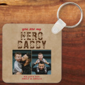 Rustikaler Hero Daddy Vatertag 2 FotoCollage Key Schlüsselanhänger (Rückseite)