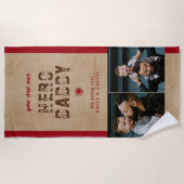 Rustikaler Hero Daddy Vatertag 2 FotoCollage Strandtuch (Vorderseite)