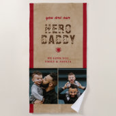 Rustikaler Hero Daddy Vatertag 2 FotoCollage Strandtuch (Vorderseite)